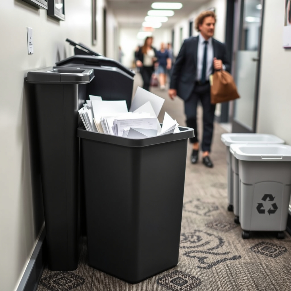 office wastebasket in action