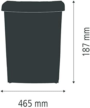 Black space-saving office wastebasket mounted inside a white cabinet door, keeping trash completely hidden.