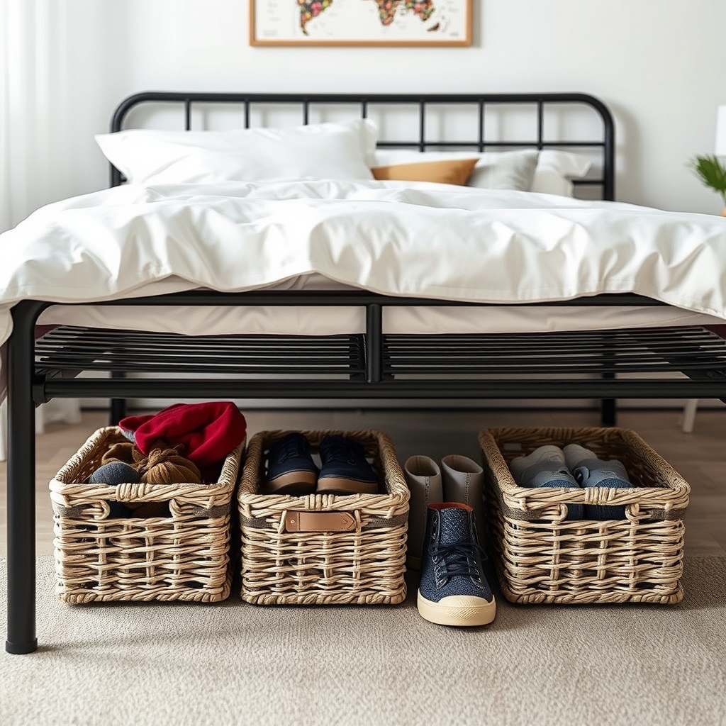 metal bedframe in action