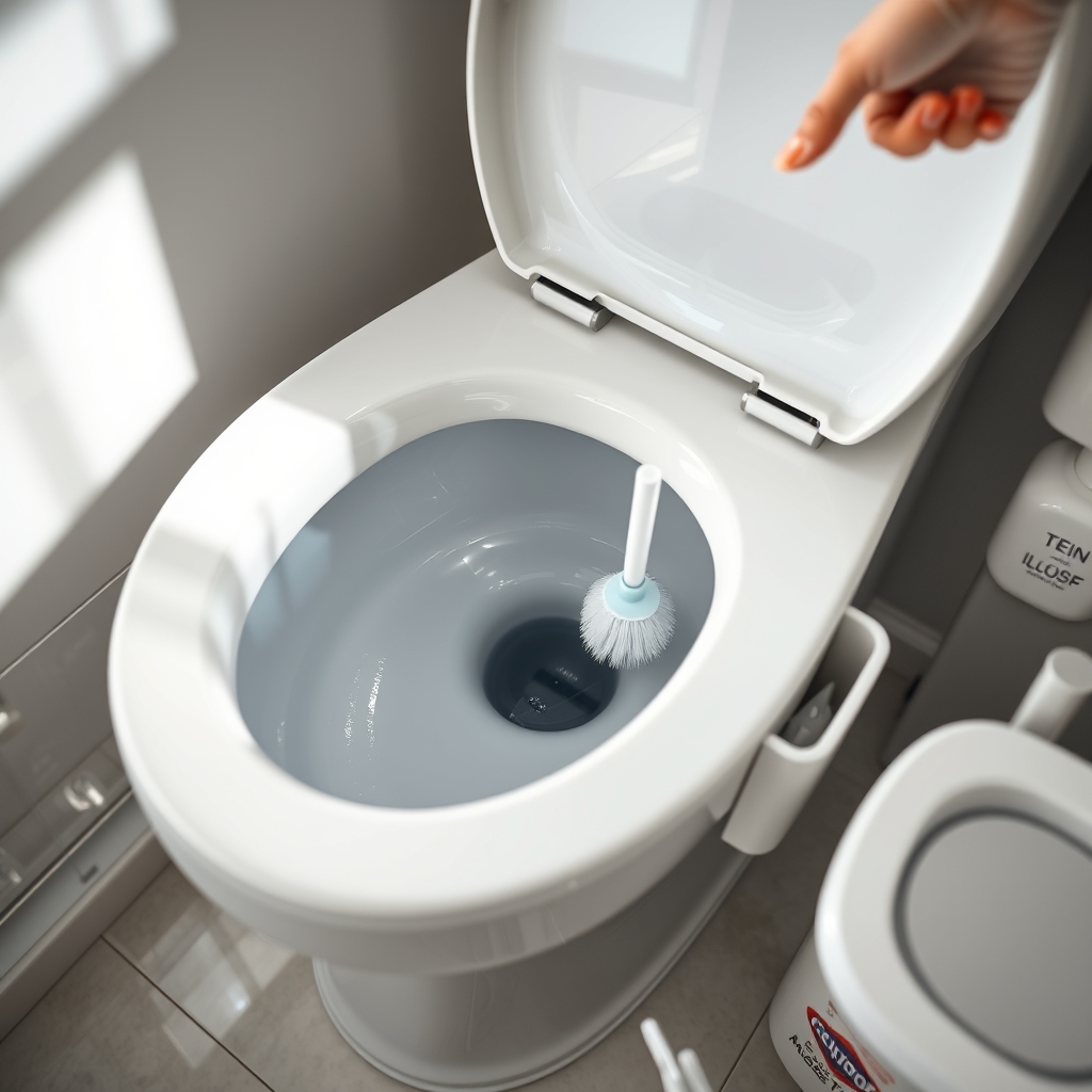 toilet brush in action